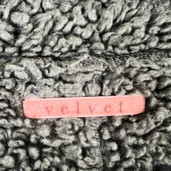 VELVET Anthropologie Faux Sheerling Charcoal Gray Zip Up Jacket SZ XL EUC - Picture 3 of 10